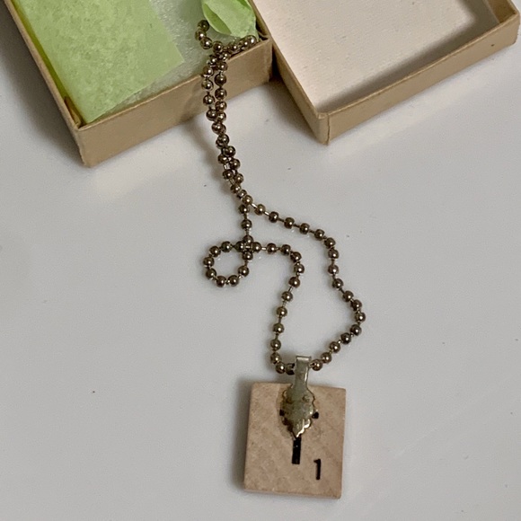 NIB RECYCLED  artisan scrabble necklace - rose - T - Picture 2 of 2